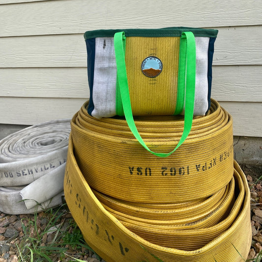 Repurposed Fire Hose Tote - Double Handle Large with Pockets