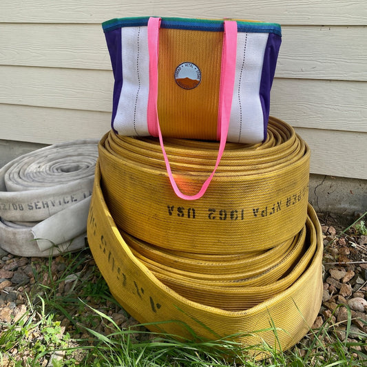 Repurposed Fire Hose Tote - Double Handle Large with Pockets