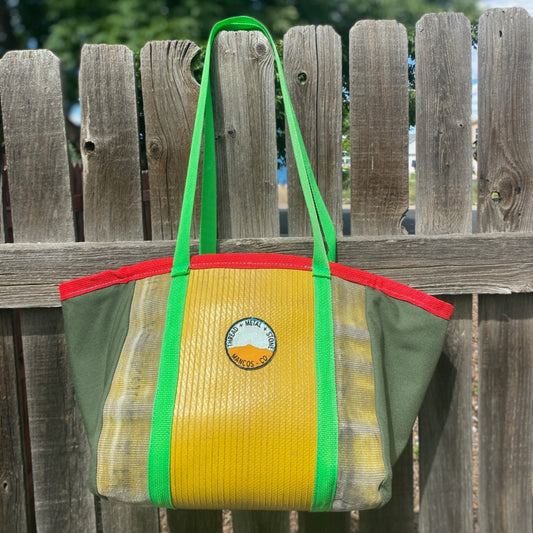 Repurposed Fire Hose Tote - Double Handle Medium with Pocket