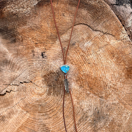 Druzy Crystal + Feather Bolo