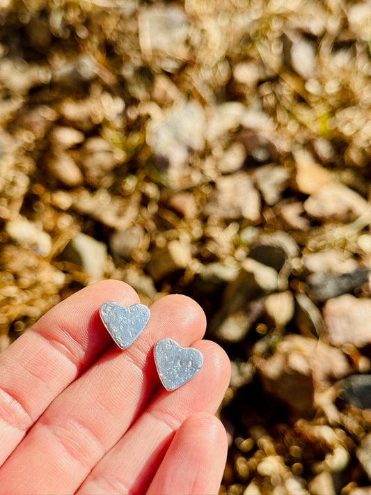 Textured Heart Stud Earrings