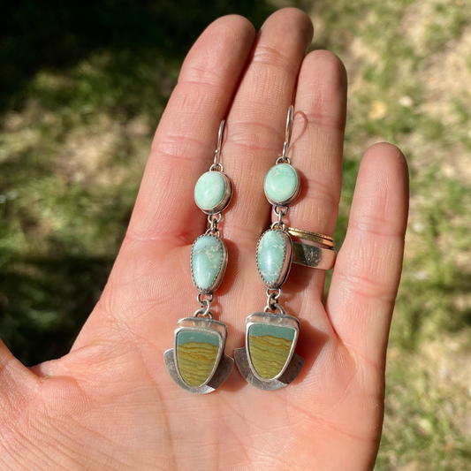 Jasper + Variscite Dangler Earrings