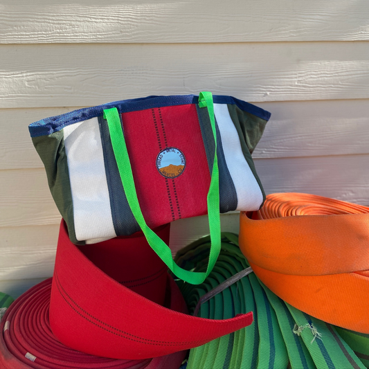 Repurposed Fire Hose Tote - Large Double Handle with Pockets