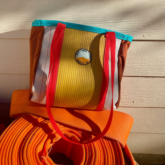 Repurposed Fire Hose Tote - Small Double Handle with Pocket