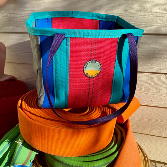 Repurposed Fire Hose Tote - Medium Double Handle with Pocket