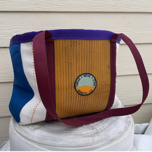 Repurposed Fire Hose Tote - Large Double Handle with Pockets