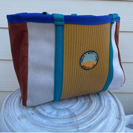 Repurposed Fire Hose Tote - Large Double Handle with Pockets