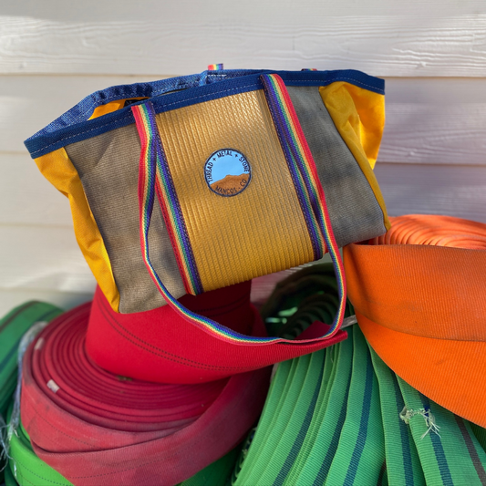 Repurposed Fire Hose Tote - Large Double Handle with Pockets